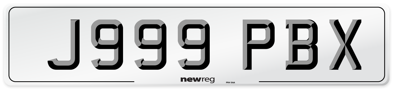 J999 PBX Number Plate from New Reg
